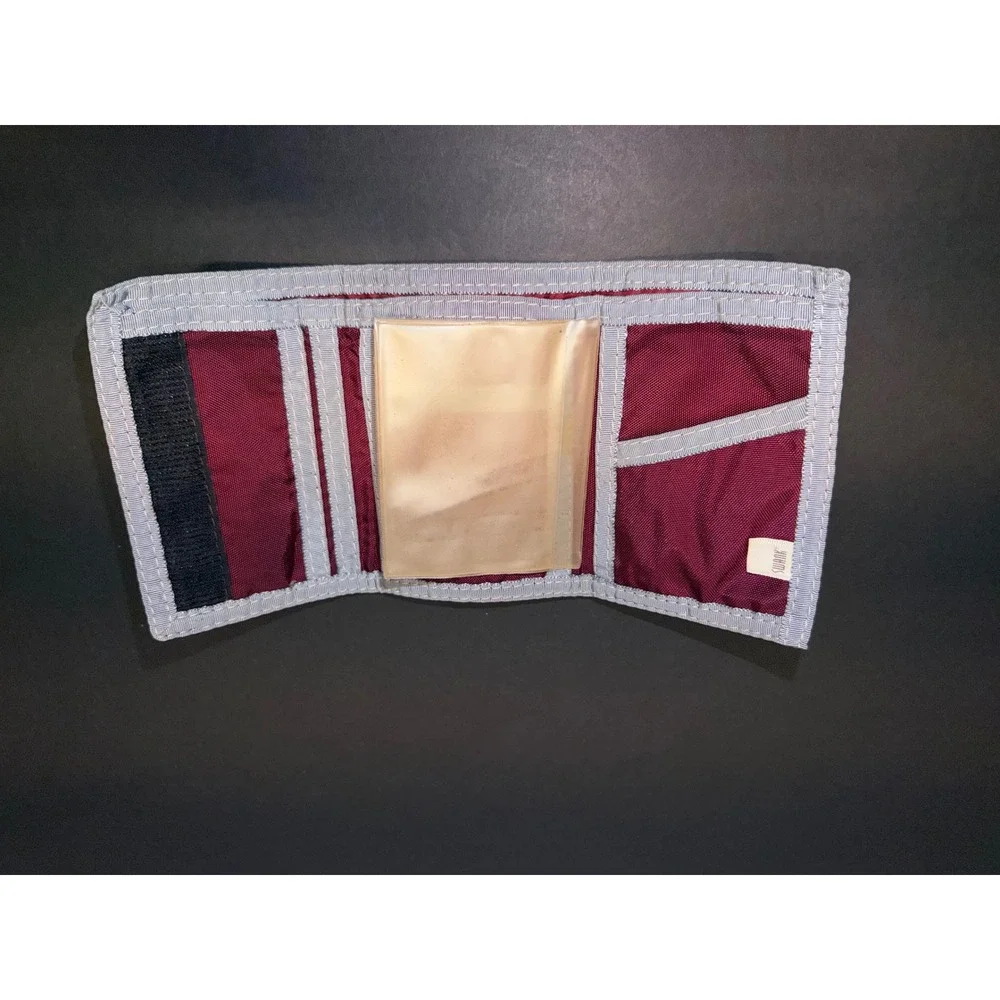 Vintage Swank Burgundy Nylon Trifold Wallet Embroidered Mallard Duck